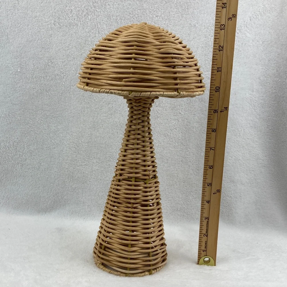 Woven Rattan Mushroom Decor 13.5”
